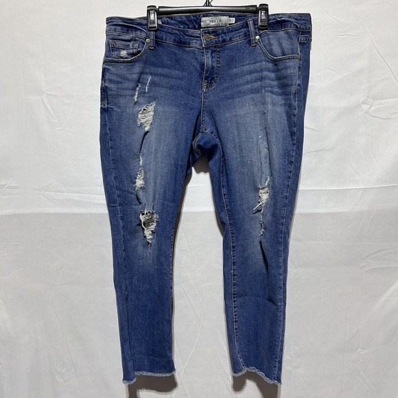 torrid Denim - Torrid Women's‎ Boyfriend Jeans Stretch Distressed Raw Hem Skinny Denim Blue 16